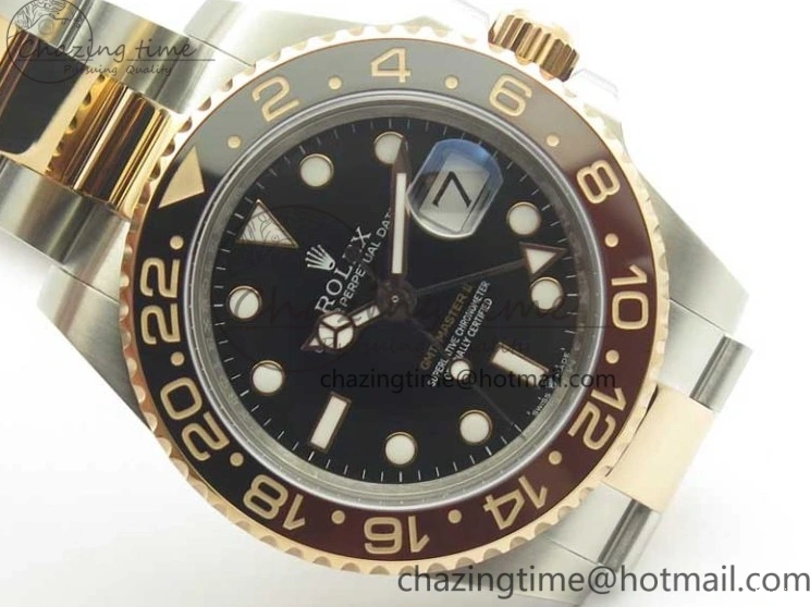 MiroTime 0518 AllSeason GMT-Master II 126711CHNR Black Brown Ceramic Bezel 904L SS RG GMF Best Edition Black Dial on 904L SS RG Bracelet A 3409